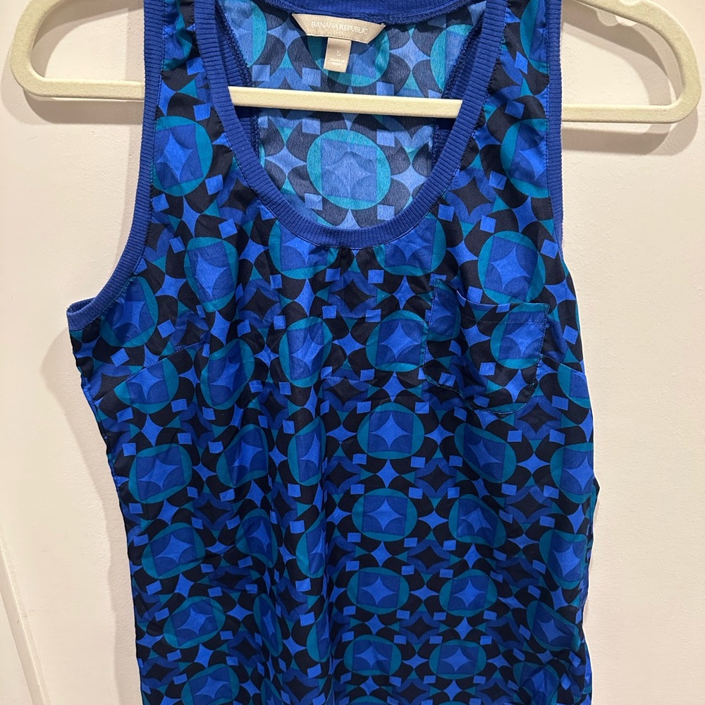 Geometric Blue Tank Top